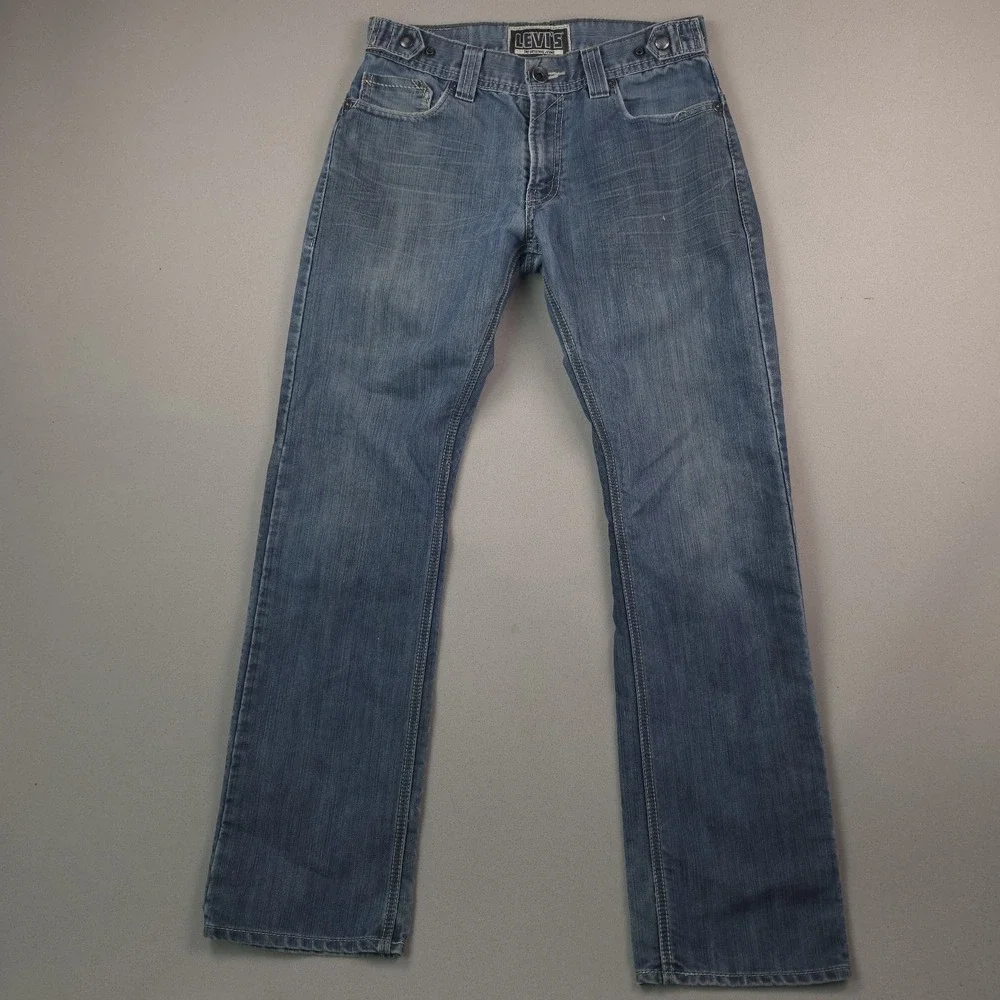 Levi's 514 Slim Straight Jeans Mens 29x30 Medium Blue Wash Zip Pockets Y2K Denim